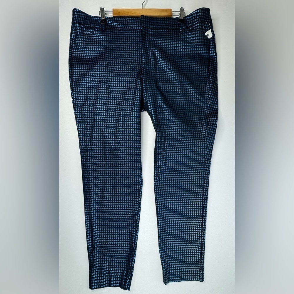 Nwt Metallic Blue Herringbone Pixie Mid Rise Stre… - image 2